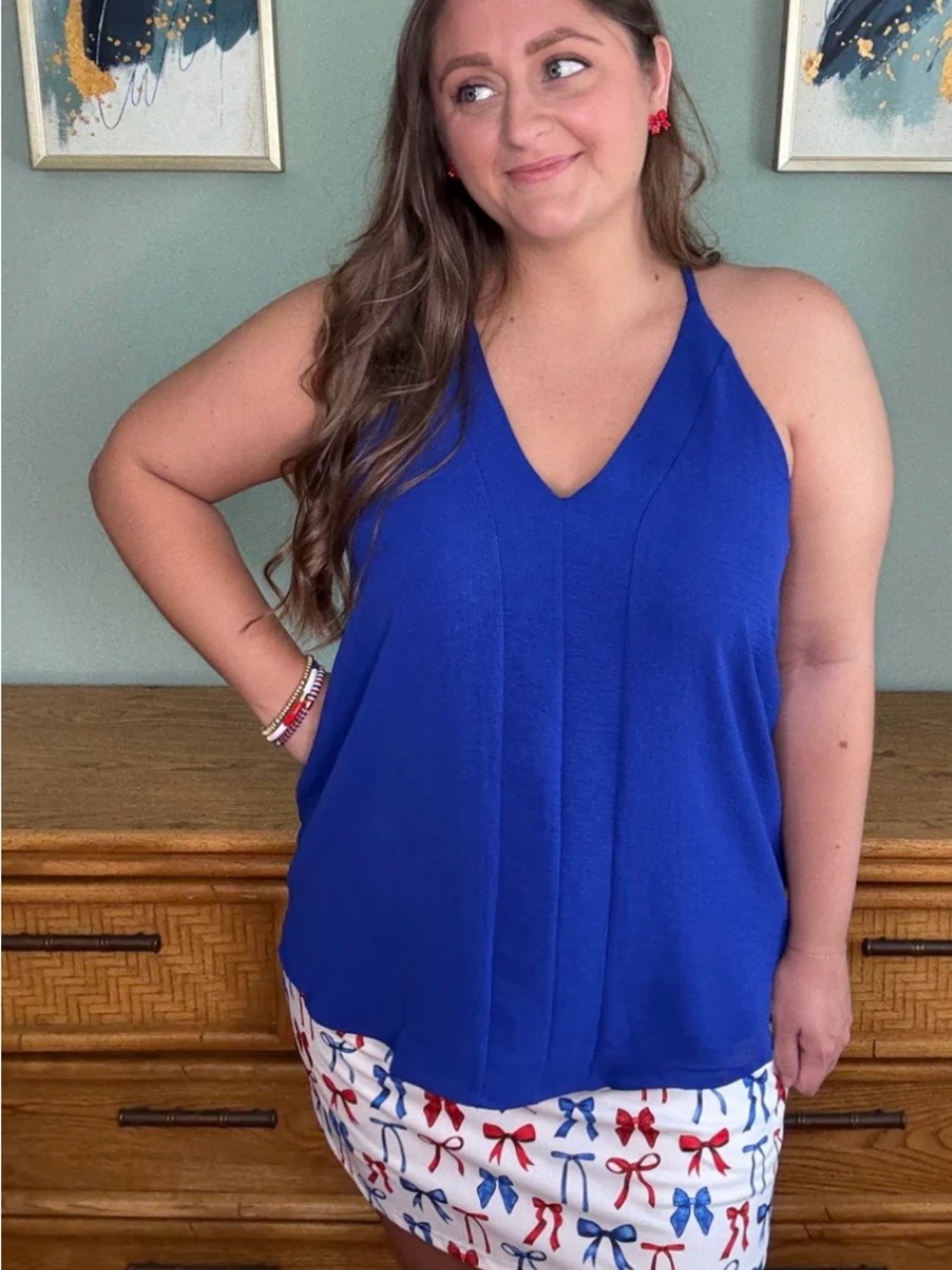 V-Neck Royal Blue Sleeveless Camisole